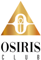 Gold Osiris Club logo featuring a pyramid with an Egyptian ankh symbol above bold black text reading Osiris Club.