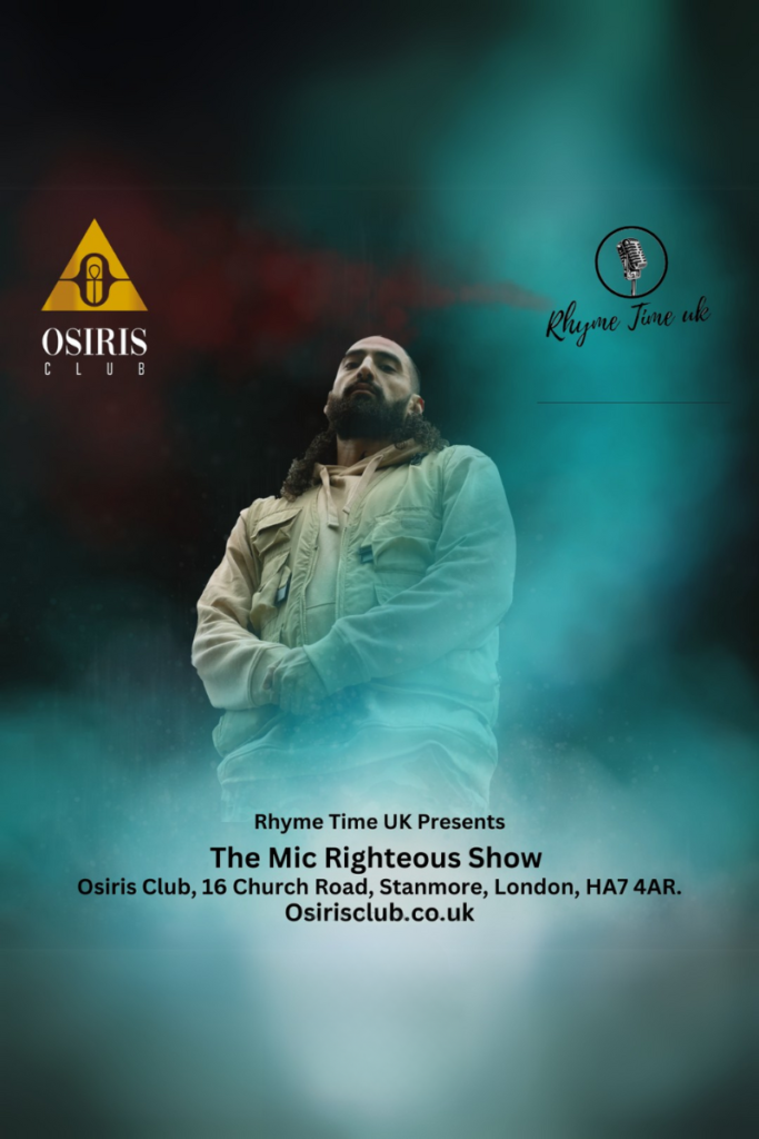 Mic Righteous performing live at Osiris Club Stanmore London – Rhyme Time UK presents exclusive music event